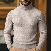 Hollis | Cable-Knit Roll Neck Jumper in Black