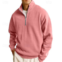 Sutton | Men's Quarter Zip Sweatshirt with Stand Collar and Roomy Fit