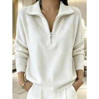 Isla | Women's Half Zip Pullover with Stand Collar and Ribbed Texture