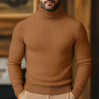 Hollis | Cable-Knit Roll Neck Jumper in Red