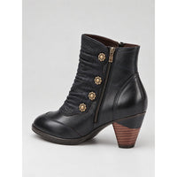 Maisie | Women's Ankle Boots with Ruched Finish and Button Detail