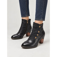 Maisie | Women's Ankle Boots with Ruched Finish and Button Detail