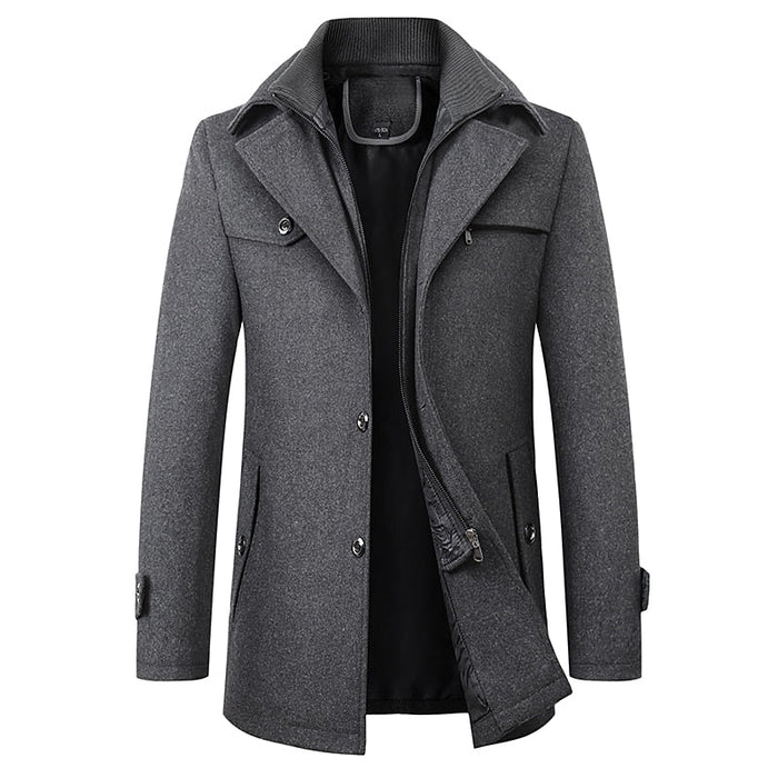 Edwin | Men's Tailored Winter Coat with Layered Collar and Smart Finish