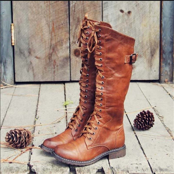 Prudence | Women's Tall Boots with Lace Up Front and Riding Style