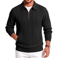 Gordon | Men's Quarter Zip Polo Jumper with Textured Knit and Soft Feel