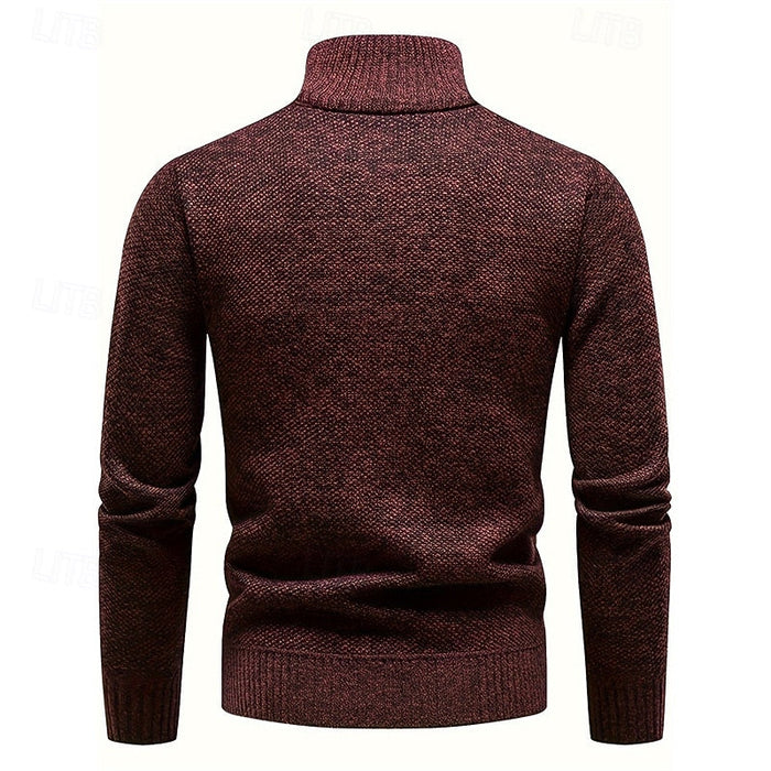 Rory | Textured Quarter-Zip Sweater in Burgundy