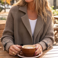 Minerva | Women's Longline Coat with Knit Sleeves and Tailored Body