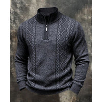 Colby | Textured Quarter-Zip Sweater in Light Grey