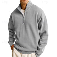 Sutton | Men's Quarter Zip Sweatshirt with Stand Collar and Roomy Fit