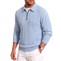 Gordon | Men's Quarter Zip Polo Jumper with Textured Knit and Soft Feel
