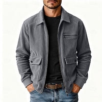 Roman | Textured Lapel Jacket in Khaki