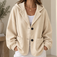 Theodora | Women's Corduroy Jacket with Hood and Notched Lapel