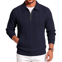 Gordon | Men's Quarter Zip Polo Jumper with Textured Knit and Soft Feel