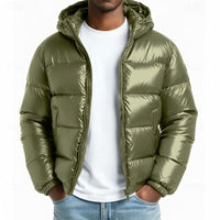 Curtis | Men's Hooded Puffer Jacket with Quilted Panels and Clean Line