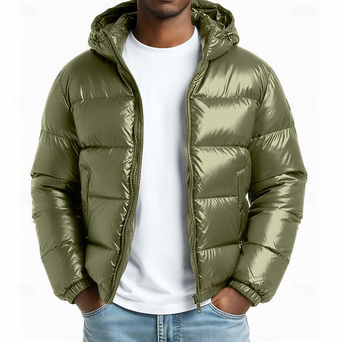 Curtis | Men's Hooded Puffer Jacket with Quilted Panels and Clean Line