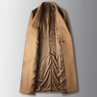Montgomery | Double-Breasted Longline Overcoat in Khaki