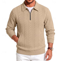 Gordon | Men's Quarter Zip Polo Jumper with Textured Knit and Soft Feel