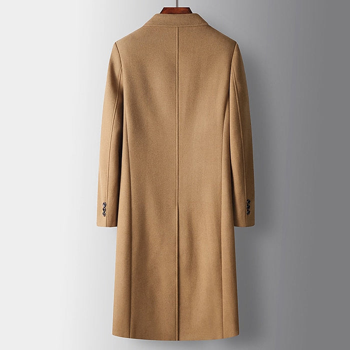 Montgomery | Double-Breasted Longline Overcoat in Khaki