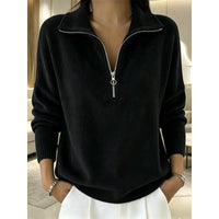 Isla | Women's Half Zip Pullover with Stand Collar and Ribbed Texture