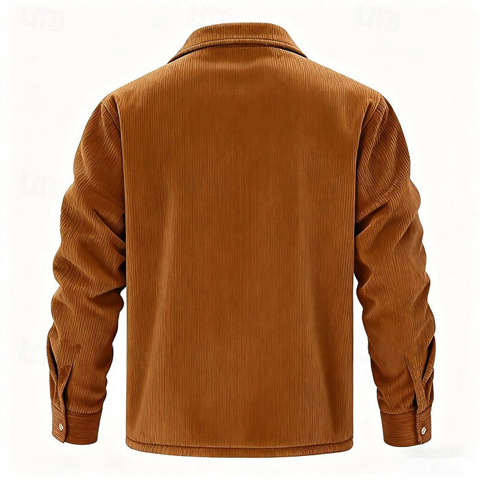 Dalton | Ribbed Fleece-Lined Jacket in Brown