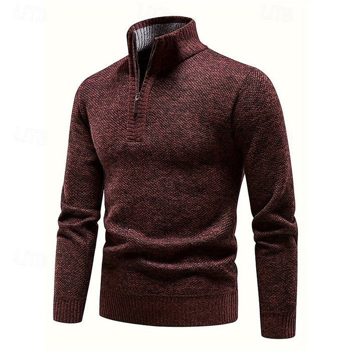Rory | Textured Quarter-Zip Sweater in Burgundy