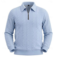 Gordon | Men's Quarter Zip Polo Jumper with Textured Knit and Soft Feel