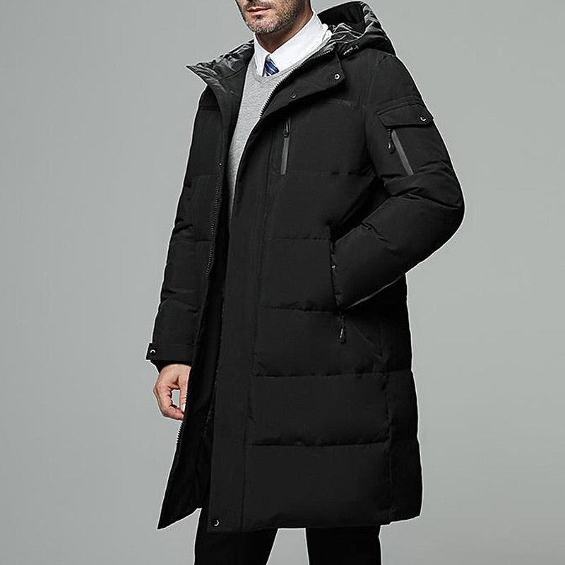 Gilbert | Men's Longline Puffer Coat with Hood and Warm Padding