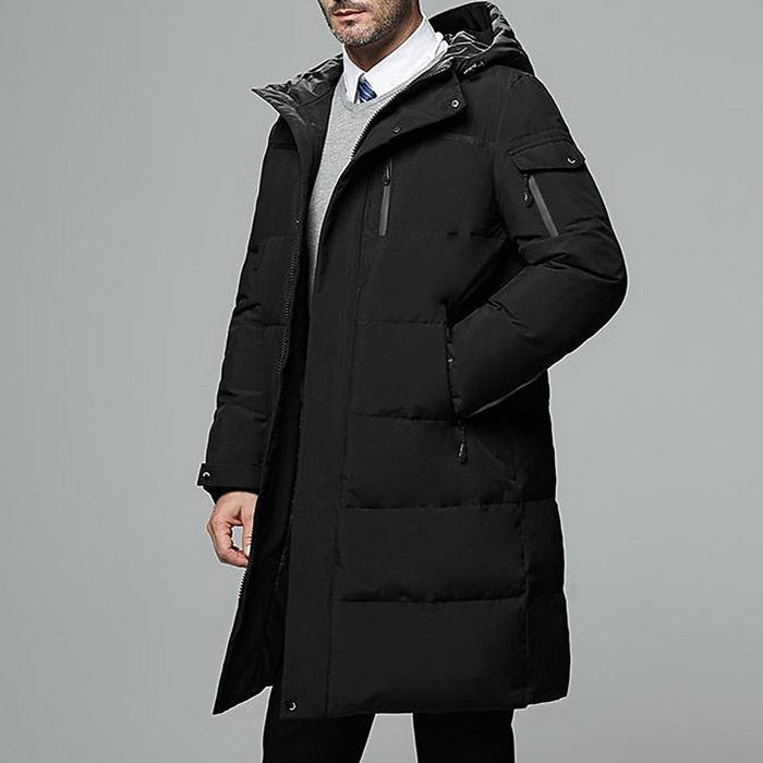 Gilbert | Men's Longline Puffer Coat with Hood and Warm Padding