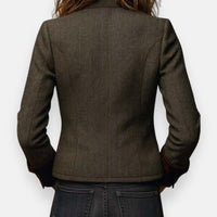 Florence | Women's Military Jacket with Herringbone Weave and Gold Buttons