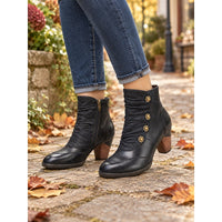 Maisie | Women's Ankle Boots with Ruched Finish and Button Detail