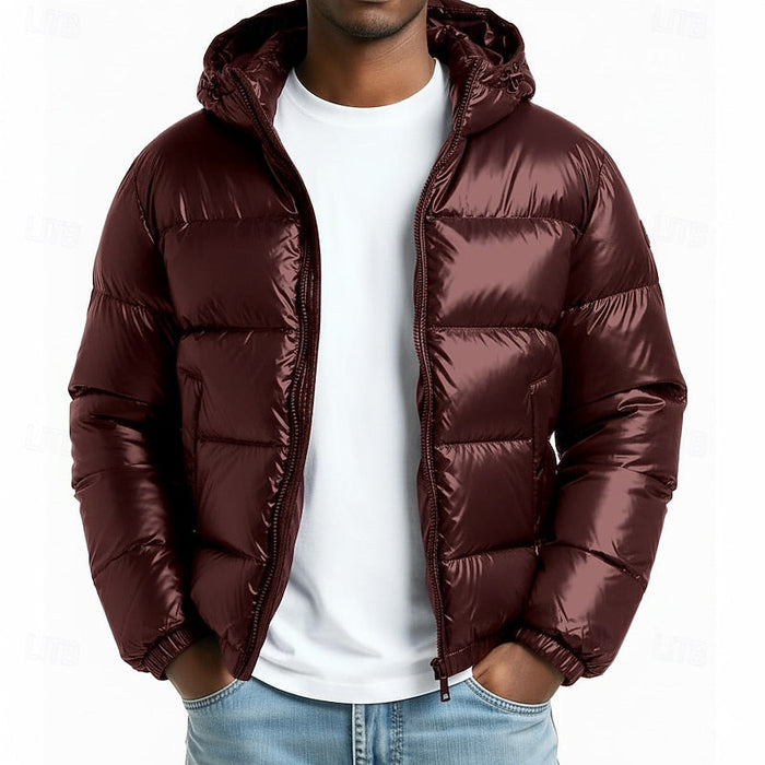 Curtis | Men's Hooded Puffer Jacket with Quilted Panels and Clean Line