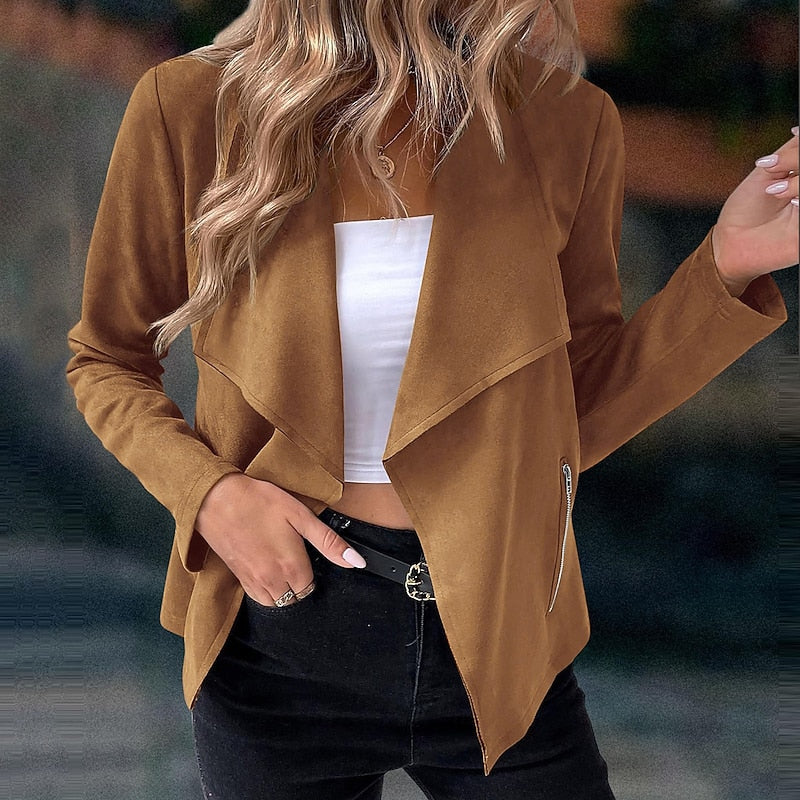 Antonia | Women's Waterfall Jacket with Draped Front and Open Shape