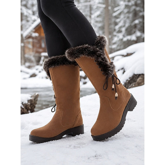 Meredith | Women's Knee High Winter Boots with Fur Trim and Warm Lining