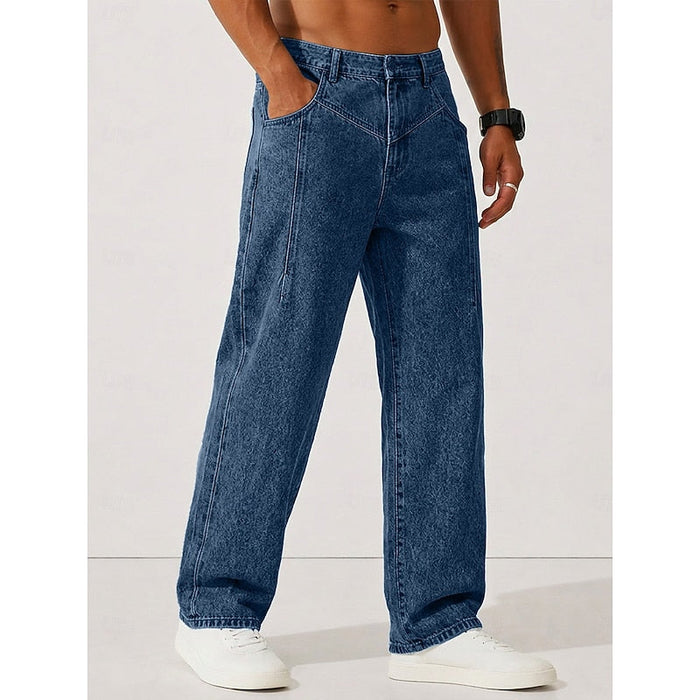 Harlan | Relaxed Straight-Leg Trousers in Navy Blue