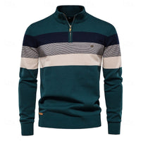 Reuben | Men's Quarter Zip Jumper with Colour Block and Warm Knit