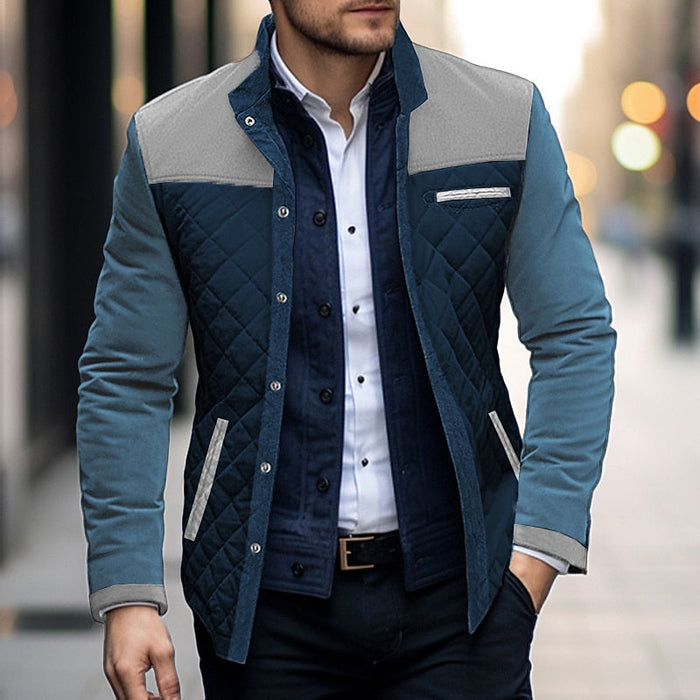 Roman | Men's Quilted Jacket with Colour Block Panels and Clean Design