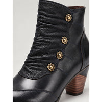 Maisie | Women's Ankle Boots with Ruched Finish and Button Detail