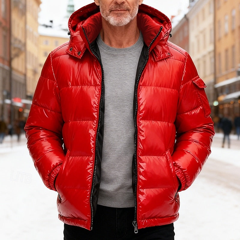 Hayden | Men's Hooded Puffer Jacket with Padded Panels and Warm Fit