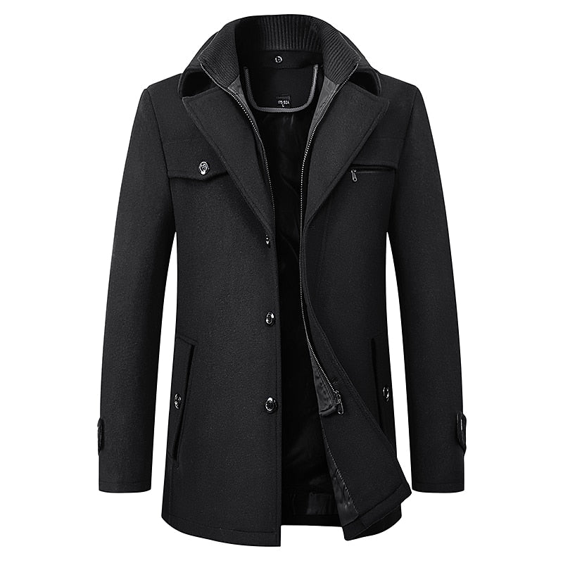 Edwin | Men's Tailored Winter Coat with Layered Collar and Smart Finish