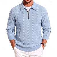 Gordon | Men's Quarter Zip Polo Jumper with Textured Knit and Soft Feel